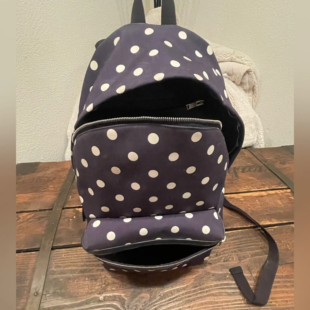 Saint Laurent Navy/White Polka Dot City Backpack - Picture 4 of 6